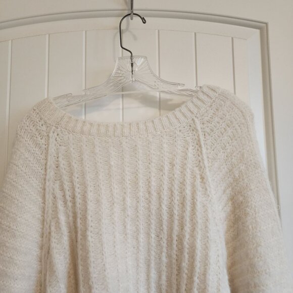 Free People Carter Pullover  L/G Cream Knit Chunky Sweater - Picture 3 of 8